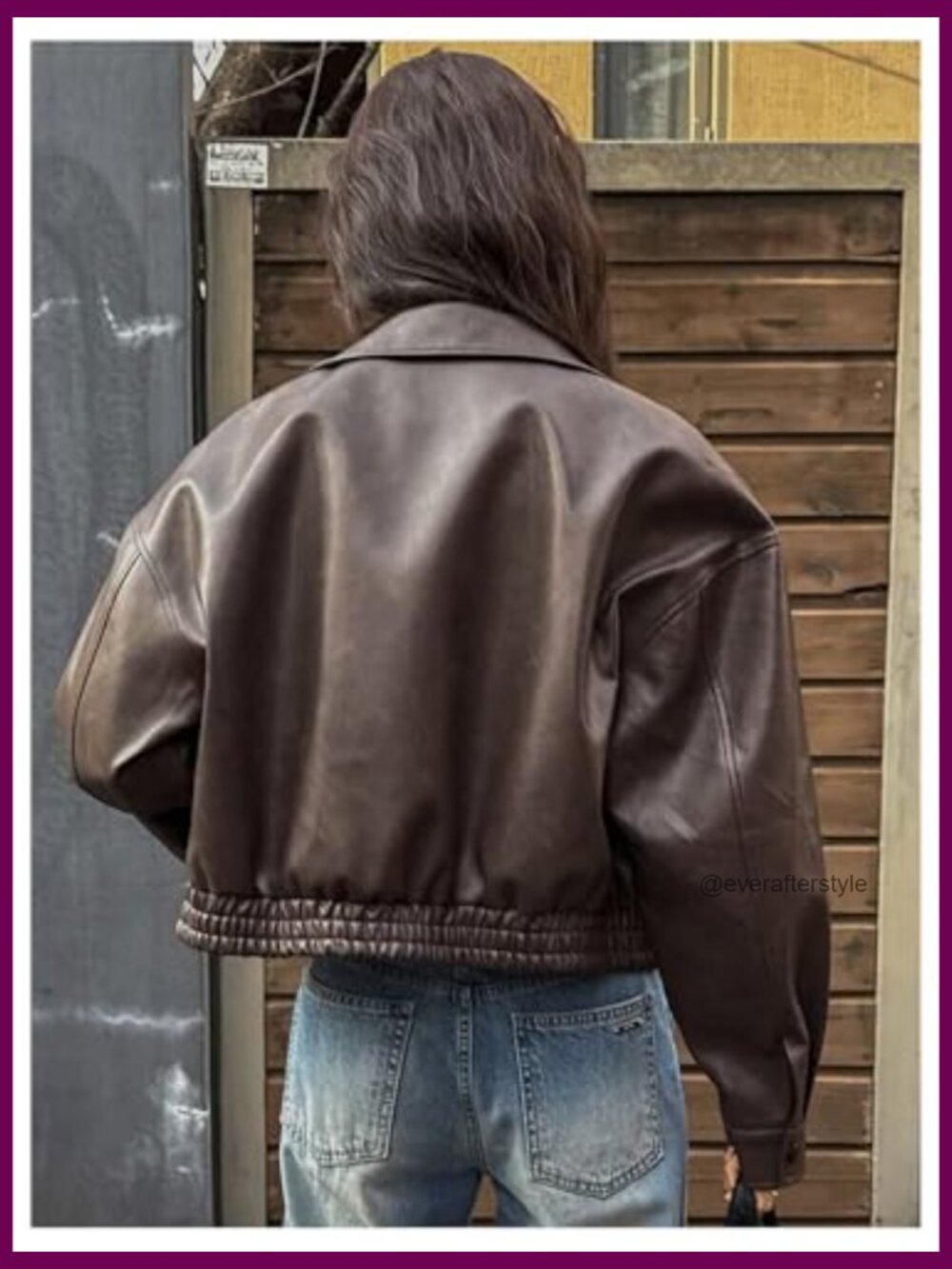 Faux Leather Zip Up Jacket Vintage Collared Long Sleeve Motorcycle - Picture 3 of 5